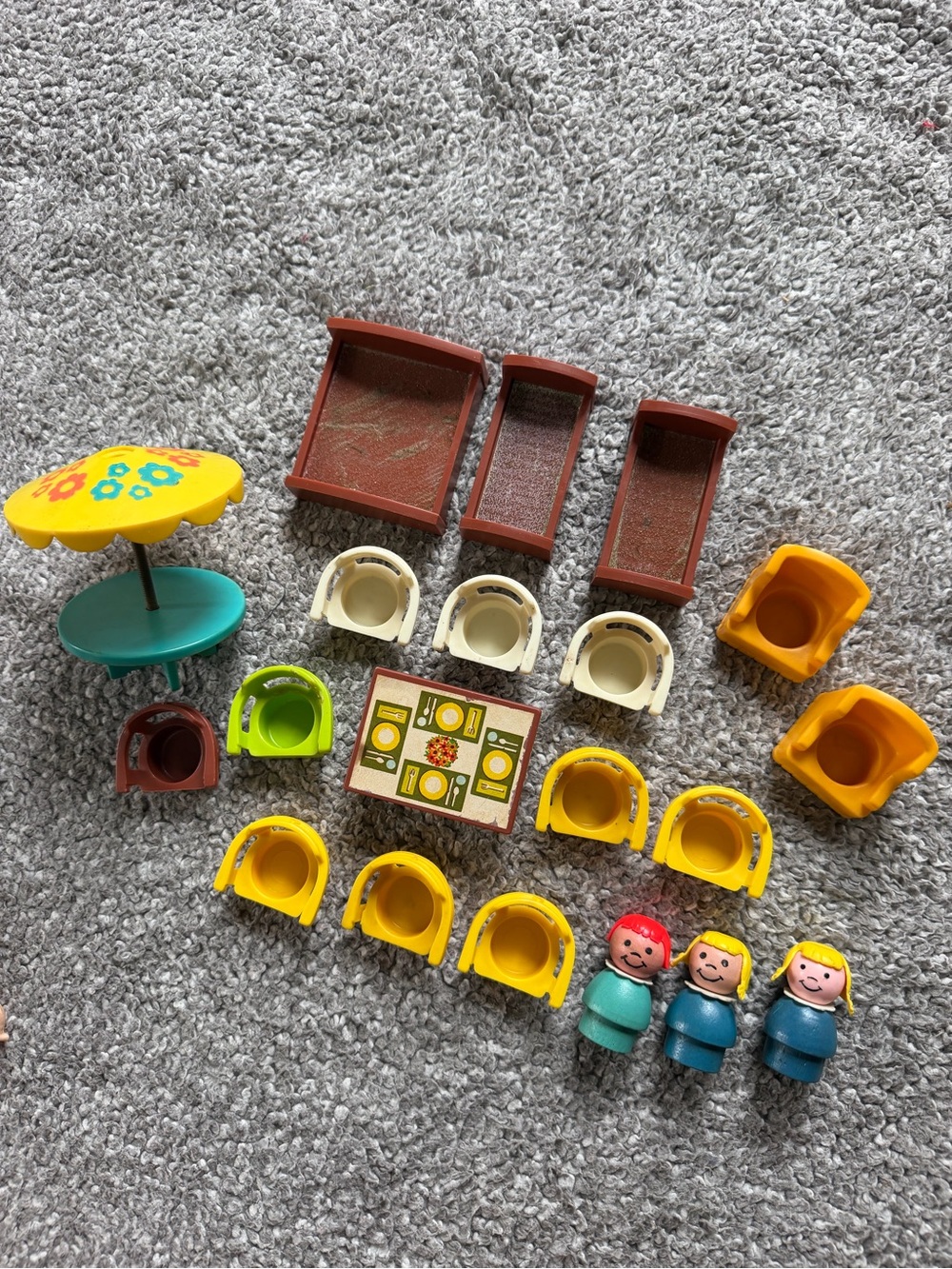 Vintage Fisher-Price Little People Furniture & Figures Lot (1970s)